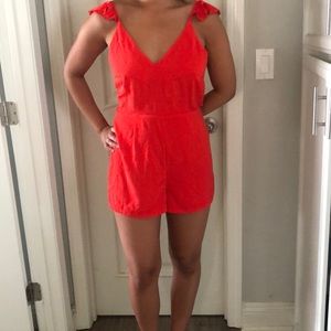 Ruffle Strap Romper with Bow Detailed Back